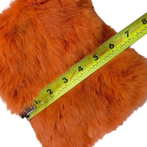 Wilson Leather: Maxima Small Rabbit Fur Crossbody Purse in Orange - Picture 11 of 13
